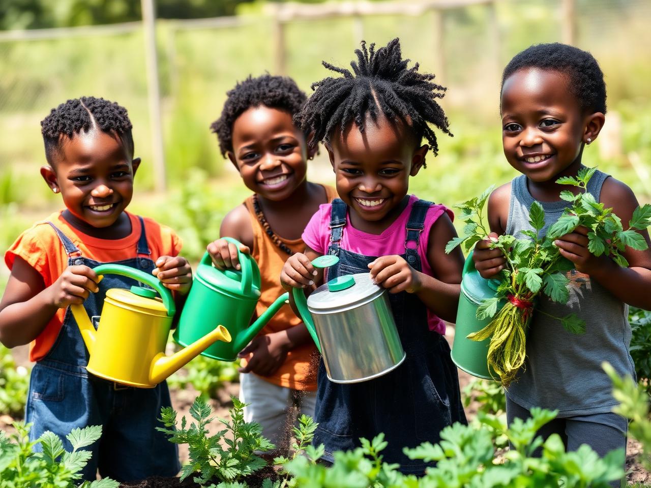 Children gardening together